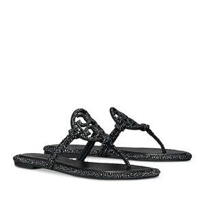 NIB TORY BURCH X Bonbon Miller Knotted Sandals Sugared Licorice Black 6.5 8 10